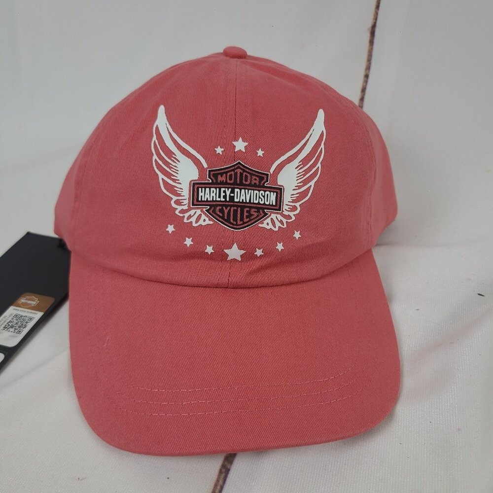 Harley Davison Motorcycles Hat Cap Women's Wounded Warrior Project Salmon NWT